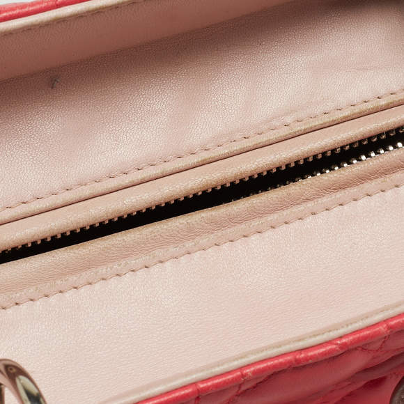 Dior Fuchsia/Grey Cannage Leather Medium Lady Dior Tote - Picture 6 of 9